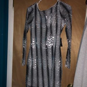 Black/white sequin dress